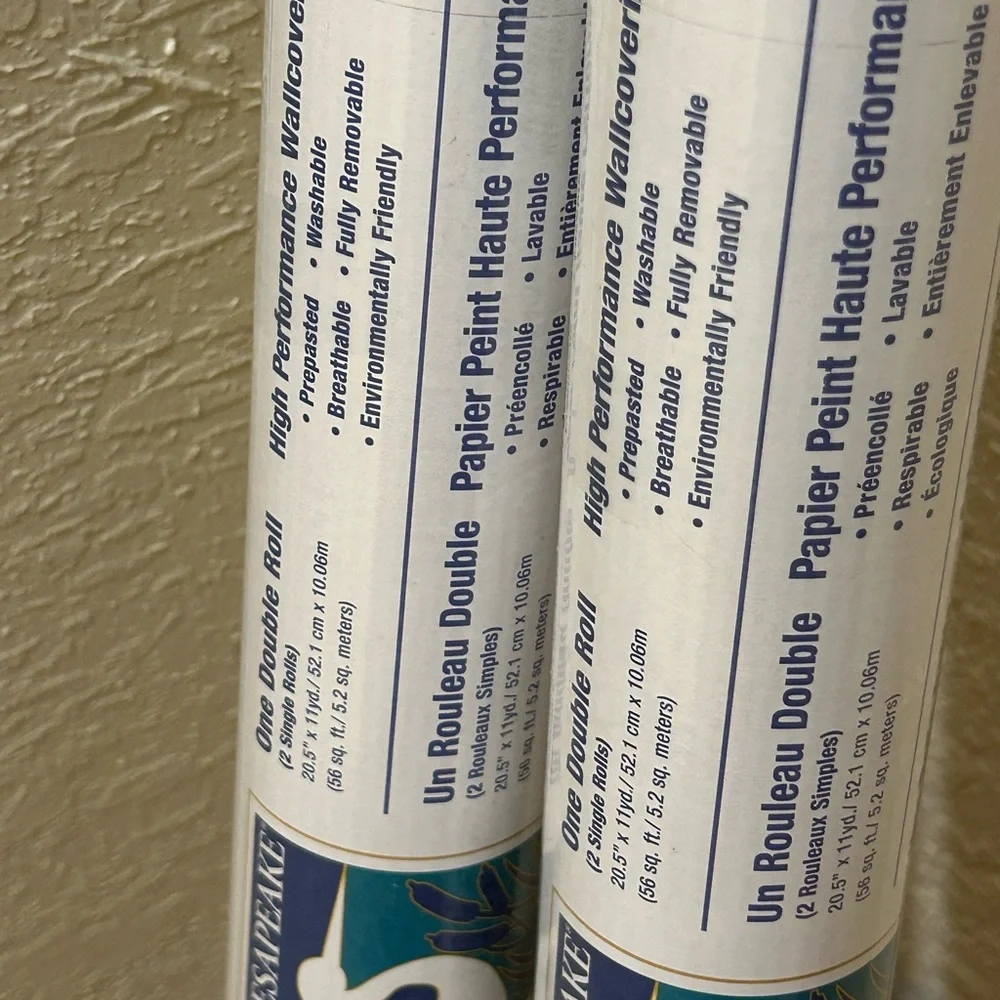 2 Chesapeake Wallpaper rolls, Navy Camping Quotes (56.4 sq. ft. Per roll),